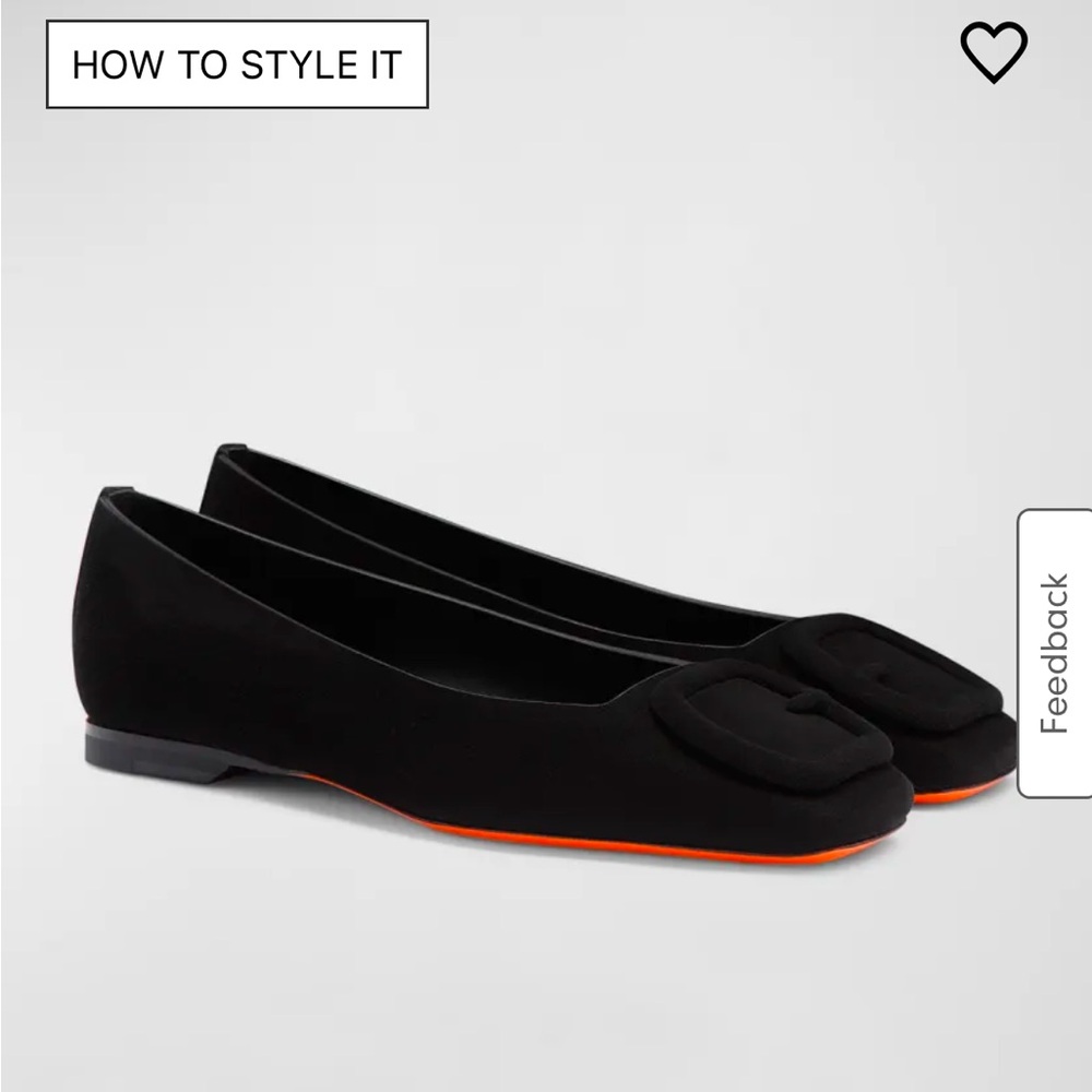 Brand new Santoni Black Flats with Orange Sole
